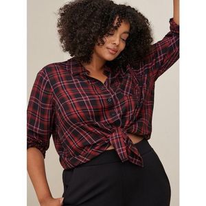 Torrid Lizzie Rayon Twill Button-Up Long Sleeve Shirt (sz 1)